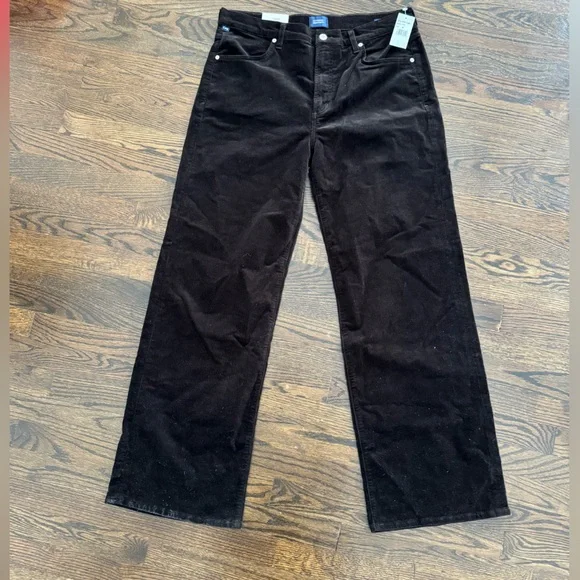 Citizens of Humanity Annina Cotton-Blend Corduroy Wide-Leg Pants Brown clove 32 - Picture 3 of 7